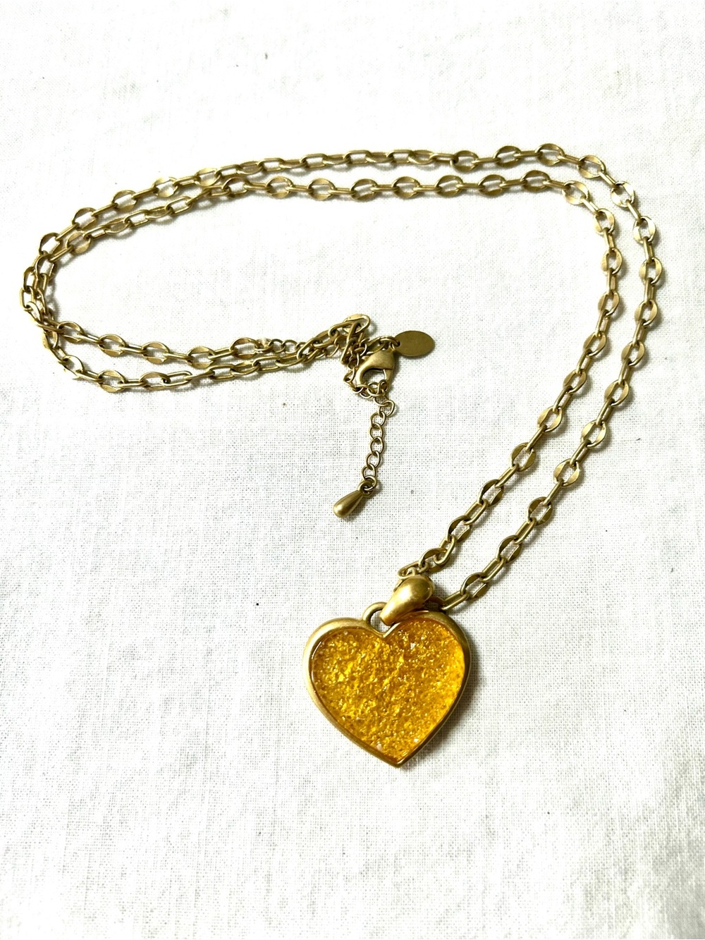 Lia Sophia Crush Heart Pendant Necklace with Golden Amber Center